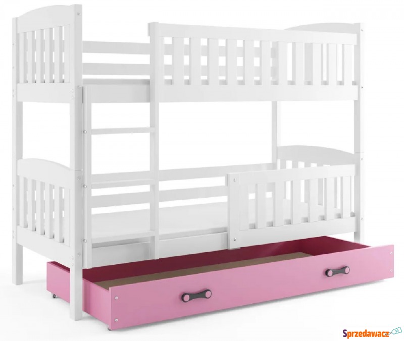 Piętrowe łóżko dla dzieci z różową szufladą 8... - Łóżka - Starogard Gdański