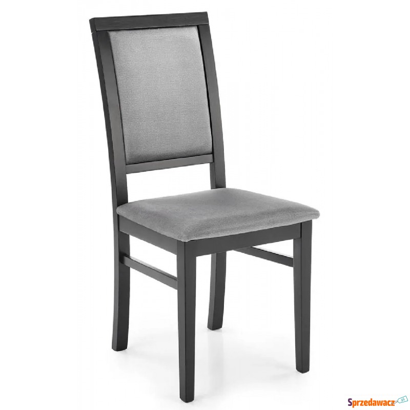 Czarne bukowe krzesło z popielatą tapicerką -... - Krzesła do salonu i jadalni - Puławy