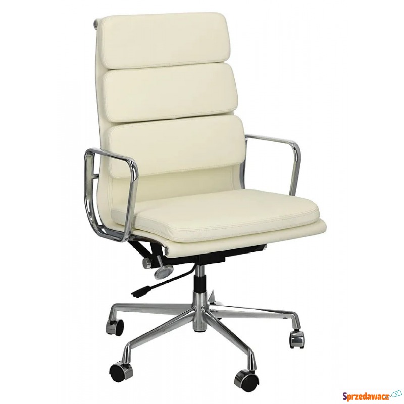 Biały fotel biurowy skórzany - Salemo - Krzesła biurowe - Mysłowice