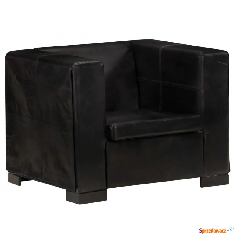 Czarny fotel tapicerowany naturalną skórą - Madin - Sofy, fotele, komplety... - Wieluń
