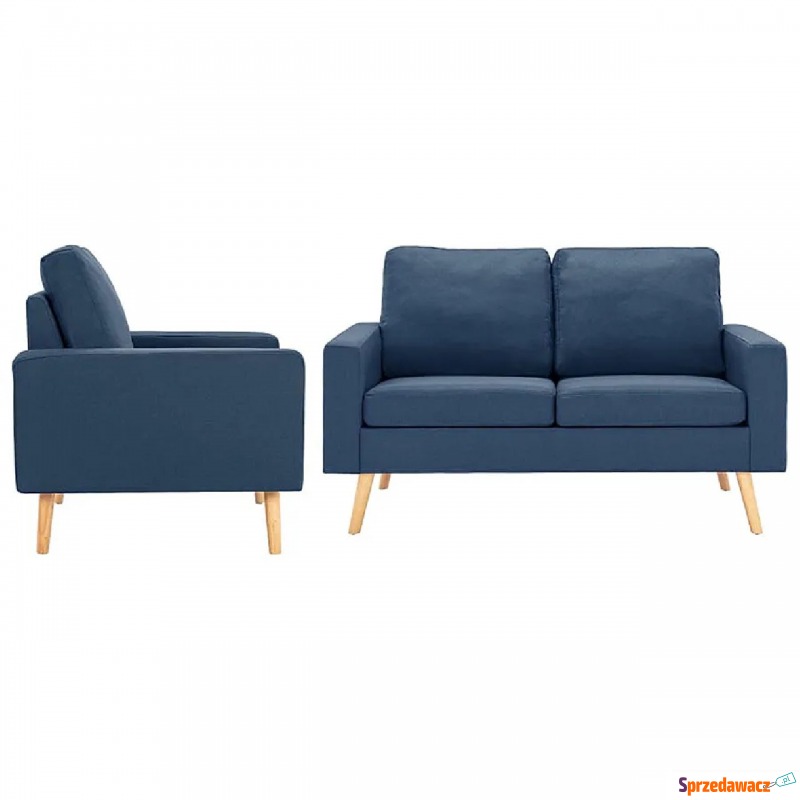 2-częsciowy niebieski zestaw wypoczynkowy - L... - Sofy, fotele, komplety... - Świętochłowice