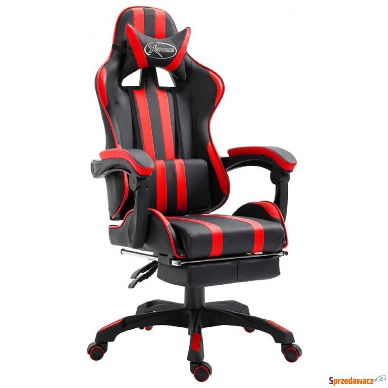 Czerwony fotel gamingowy z podnóżkiem - Kenex - Krzesła biurowe - Ostrów Wielkopolski