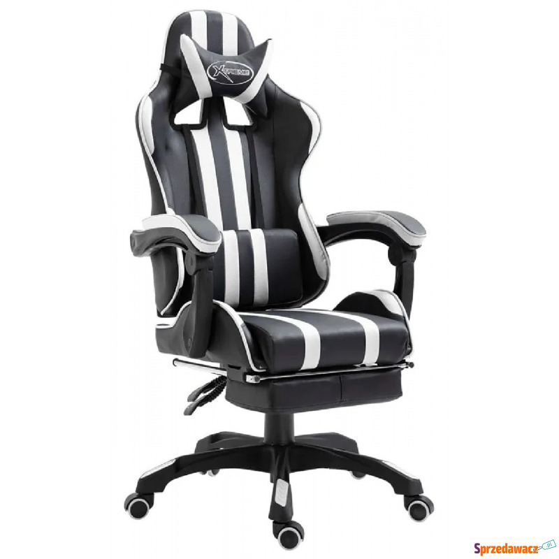 Białe krzesło gamingowe z podnóżkiem - Kenex - Krzesła biurowe - Knurów