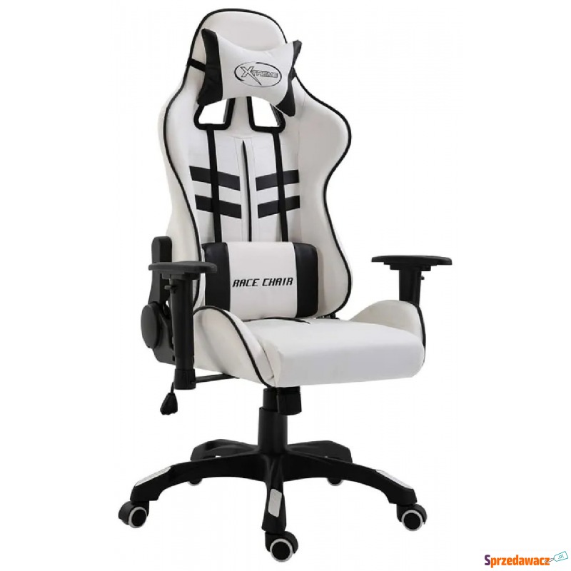 Biało-czarny fotel dla gracza z poduszkami - Kento - Krzesła biurowe - Jawor