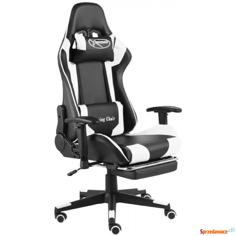 Czarno-biały fotel ergonomiczny dla gracza -... - Krzesła biurowe - Wodzisław Śląski