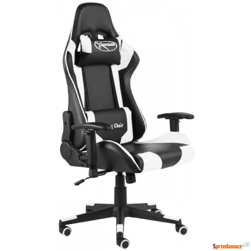 Czarno-biały obrotowy fotel gamingowy - Grando - Krzesła biurowe - Chocianowice