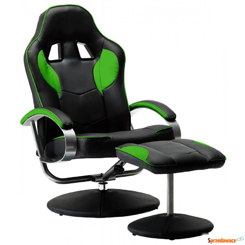 Czarno-zielony fotel obrotowy z podnóżkiem - Endy - Krzesła biurowe - Kraczkowa