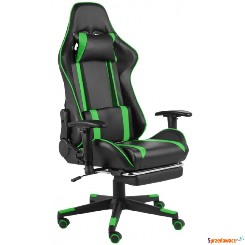 Czarno-zielony fotel do gier z podnóżkiem - Epic... - Krzesła biurowe - Wieluń