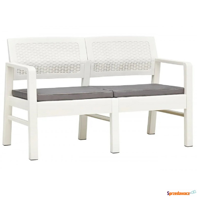 Biała ławka ogrodowa z poduszkami - Hilda - Stoły, ławy, stoliki - Zarzeczewo