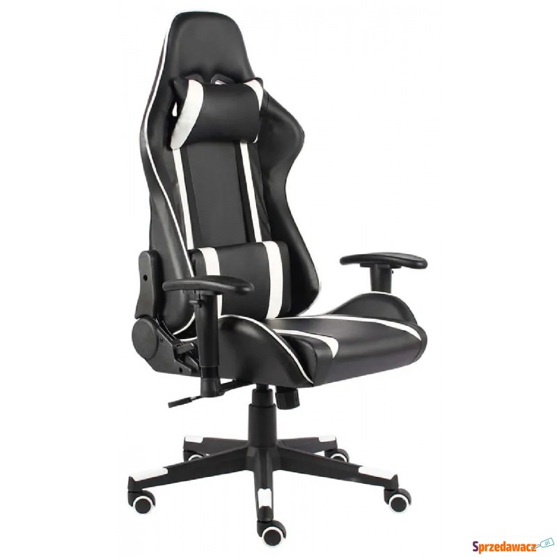 Czarno-białe krzesło gamingowe obrotowe - Libar - Krzesła biurowe - Ustka