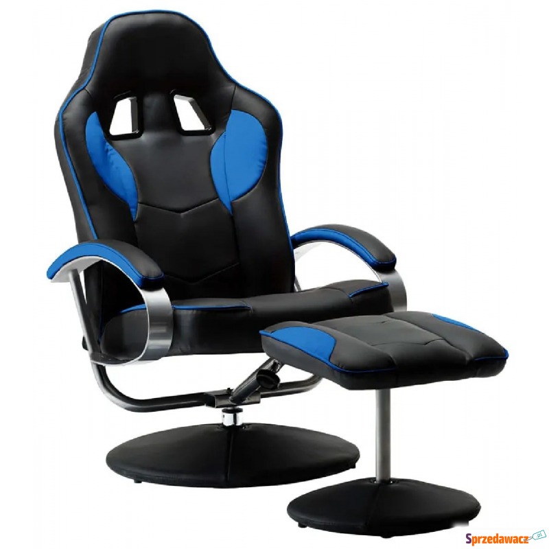 Czarno-niebieski fotel obrotowy z podnóżkiem -... - Krzesła biurowe - Stalowa Wola