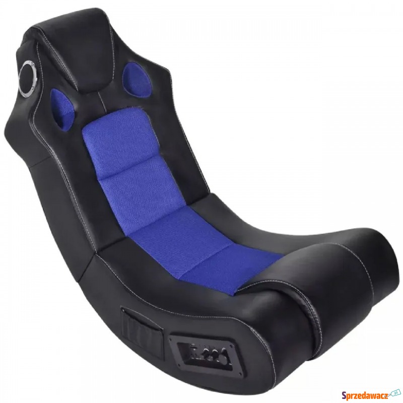 Czarno-niebieski fotel gamingowy z głośnikami... - Sofy, fotele, komplety... - Gdańsk
