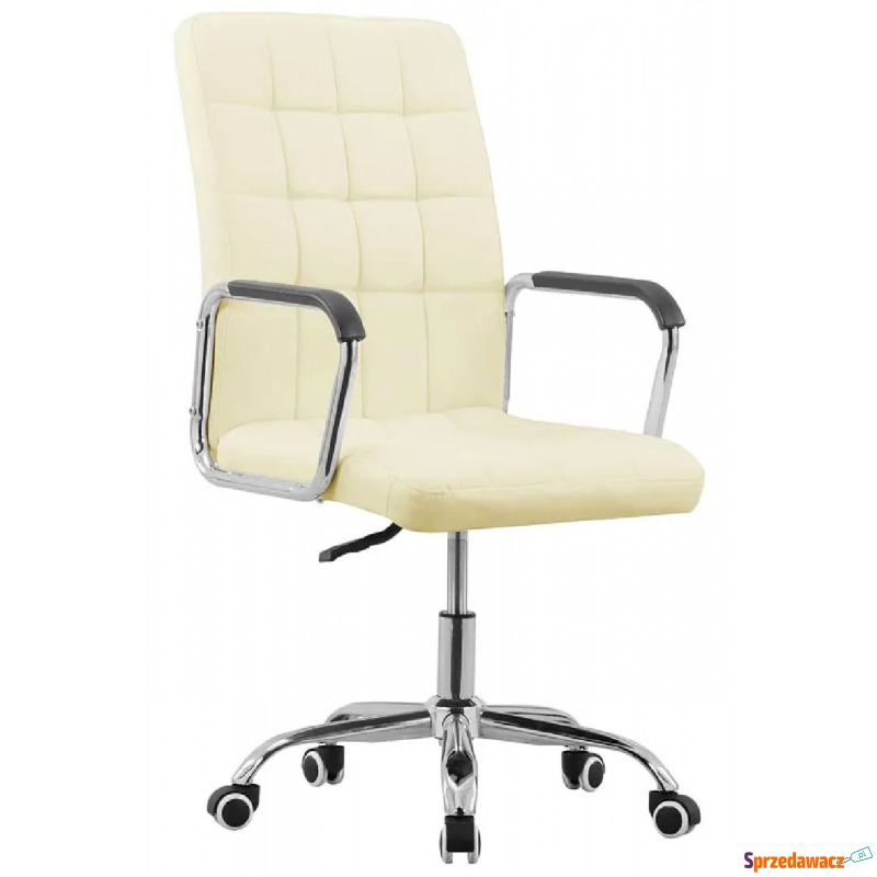 Kremowy pikowany fotel obrotowy do biura - Gabris - Krzesła biurowe - Piła