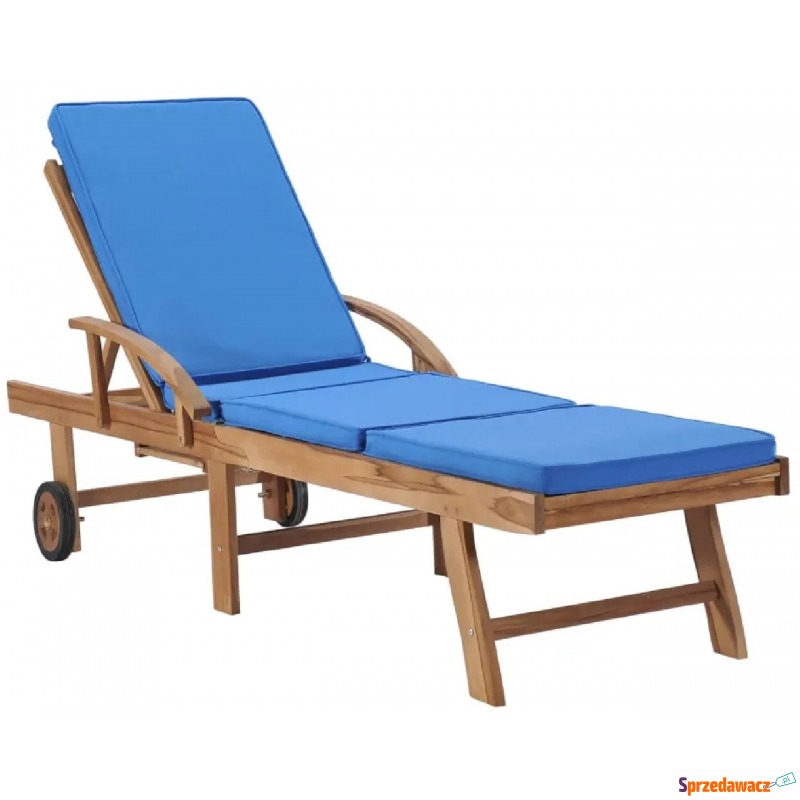 Niebieski leżak ogrodowy z poduszką - Santori - Krzesła ogrodowe - Białogard