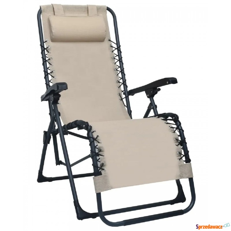 Kremowe składane krzesło tarasowe – Rovan - Krzesła ogrodowe - Sanok