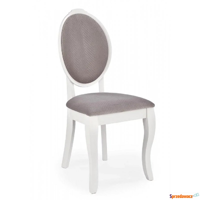 Białe ludwikowskie krzesło medalion - Windsor - Krzesła do salonu i jadalni - Chorzów