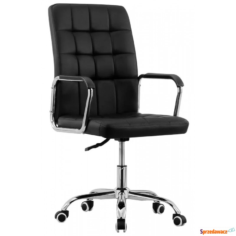 Czarny pikowany fotel biurowy z ekoskóry - Gabris - Krzesła biurowe - Zduńska Wola