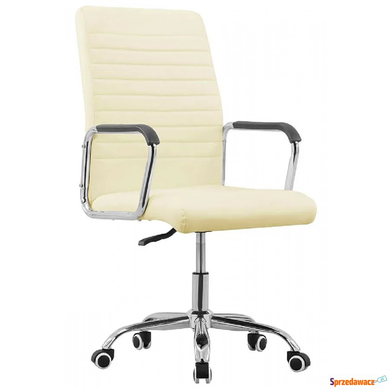 Kremowy tapicerowany fotel obrotowy - Cameron - Krzesła biurowe - Swarzędz
