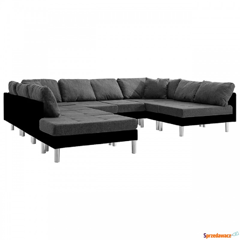 Sofa modułowa czarno-ciemnoszara z ekoskóry  -... - Sofy, fotele, komplety... - Puławy