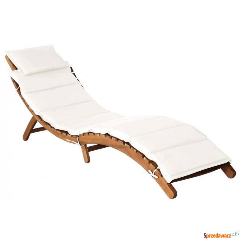 Kremowy leżak drewniany z poduszką - Artoni 3X - Krzesła ogrodowe - Inowrocław