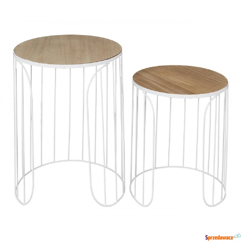 Biały zestaw drucianych stolików - Malermo - Stoły, stoliki, ławy - Krupniki