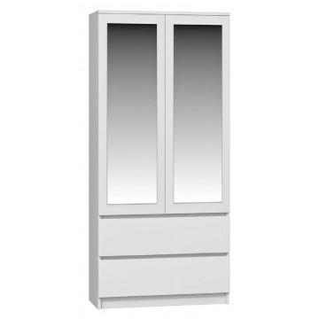 Biała minimalistyczna szafa z lustrem - Figra