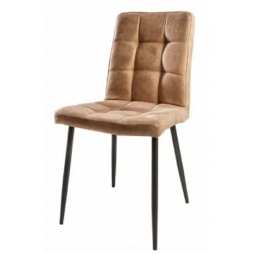 Szarobrązowe pikowane krzesło tapicerowane do jadalni i salonu - Adoma