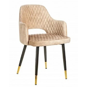 Metalowe tapicerowane krzesło greige - Viviro