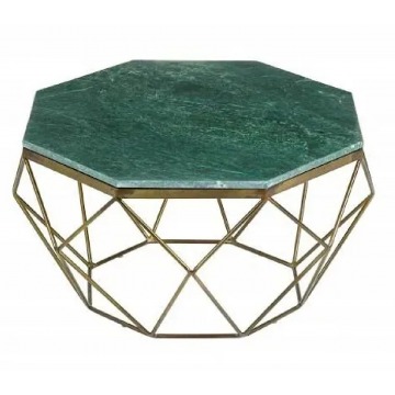 Zielony stolik kawowy z żelazną podstawą - Lanis 3X