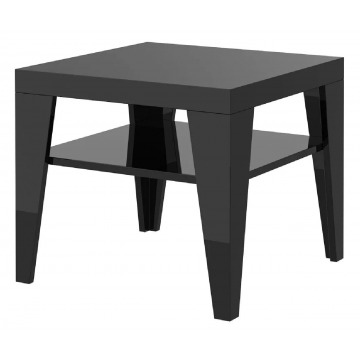 Czarny kwadratowy stolik kawowy z półką - Muna 2X