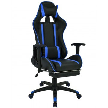 Czarno-niebieski nowoczesny fotel dla gracza - Coriso