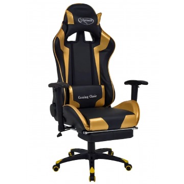 Czarno-złoty fotel gamingowy regulowany - Vesaro