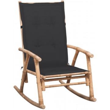Bujany fotel bambusowy z antracytową poduszką - Bamsa