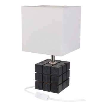 Czarna drewniana lampka stołowa kostka - S230-Revila