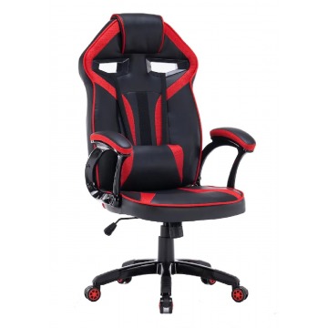 Czarno-czerwony tapicerowany fotel gamingowy - Dexero