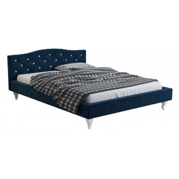 Pikowane łóżko w stylu glamour 140x200 - Krispi 40 kolorów