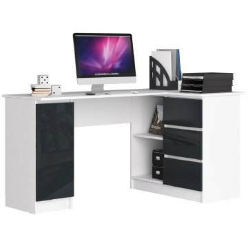 Narożne biurko z szufladami biały + grafit połysk prawostronne - Osmen 6X