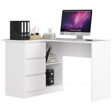 Białe biurko narożne z szufladami - Heron 3X