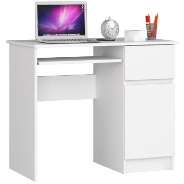 Białe biurko z półkami i szufladą - Strit 4X