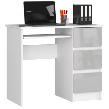 Nowoczesne biurko z szufladami biały + metalik połysk - Miren 6X