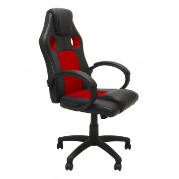 Czarno-czerwony fotel obrotowy do pracy i grania - Iveros