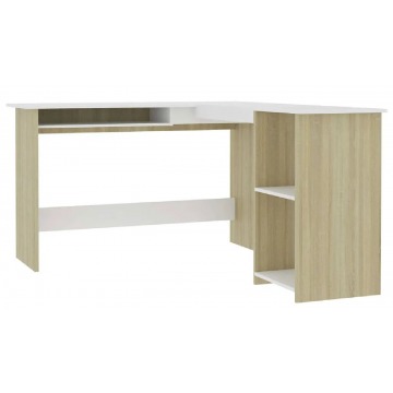 Biało-brązowe narożne biurko - Merfis 3X