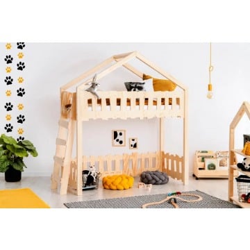Drewniane łóżko piętrowe domek - Rosti 3X