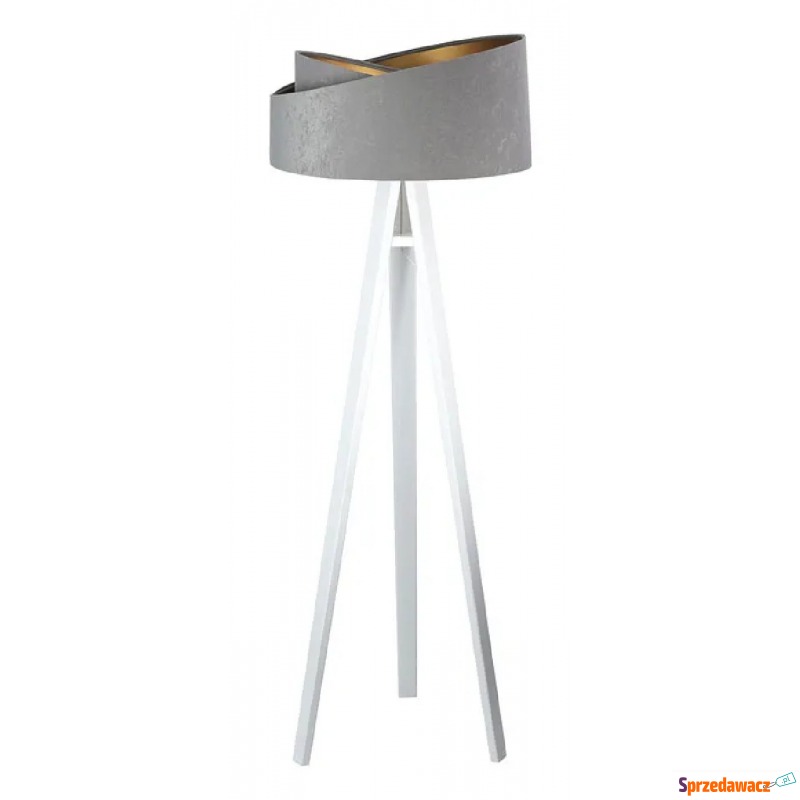 Szaro-biała asymetryczna lampa stojąca trójnóg... - Lampy stojące - Psary