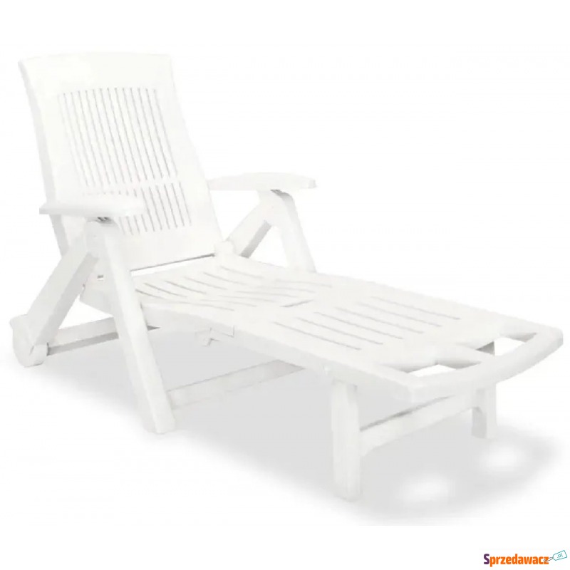 Biały składany leżak ogrodowy - Nerja - Krzesła ogrodowe - Pabianice