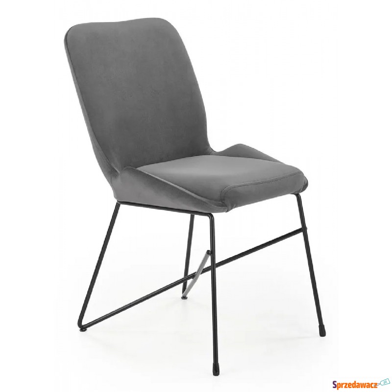 Szare welurowe tapicerowane krzesło - Empiro 3X - Krzesła do salonu i jadalni - Chrośnica