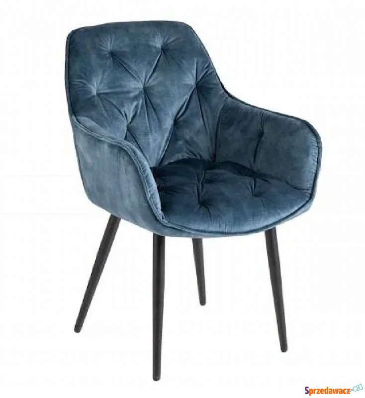 Niebieskie pikowane krzesło tapicerowane - Navi - Krzesła do salonu i jadalni - Piła