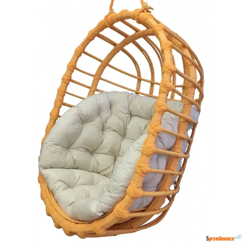 Pomarańczowy owalny fotel wiszący z wikliny -... - Fotele, sofy ogrodowe - Kraczkowa