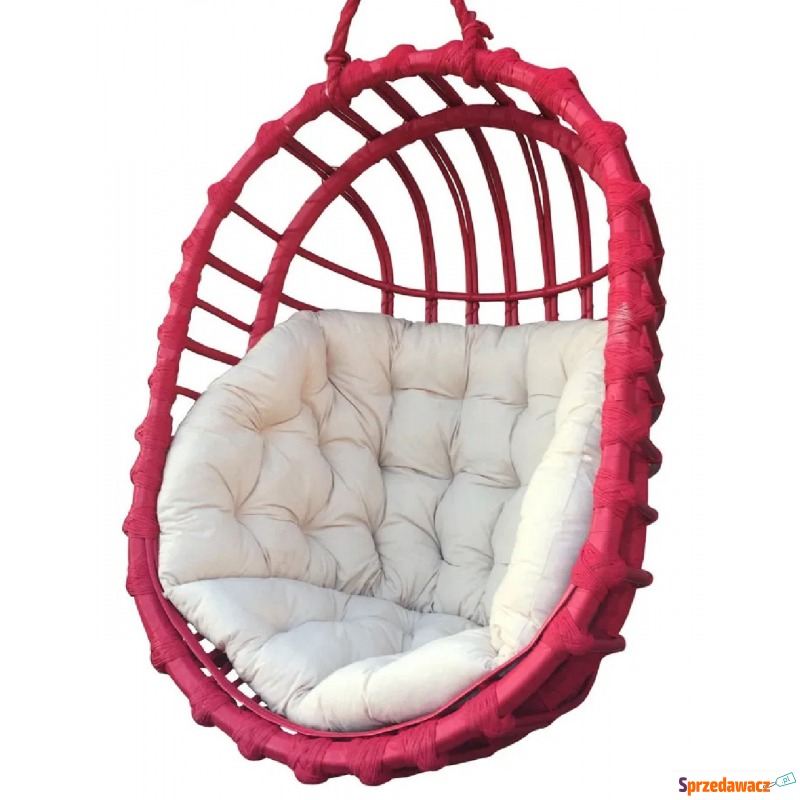 Różowy wiszący fotel jajo z wikliny - Petro 3X - Fotele, sofy ogrodowe - Siemysłów