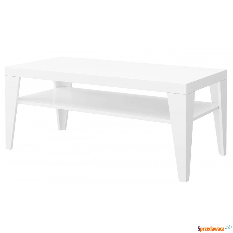 Biała prostokątna minimalistyczna ława z półk... - Stoły, stoliki, ławy - Chełm